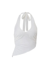Isabella Halo Ruched Halter Sleeveless One-piece Top