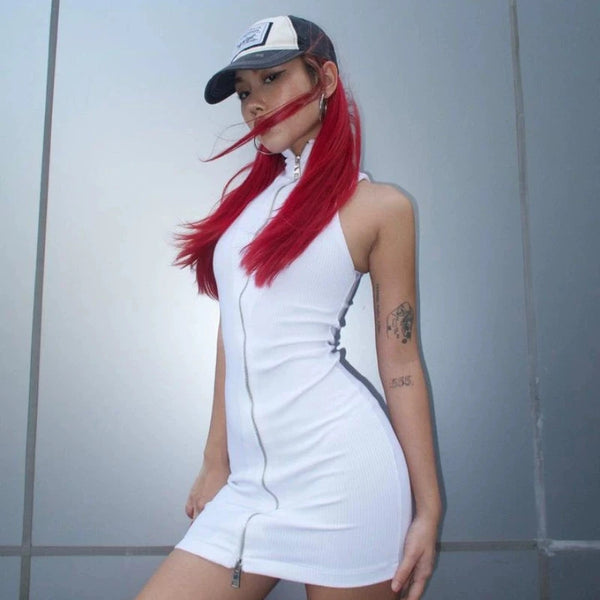 Amara Halter Backless Straight Mini Dress