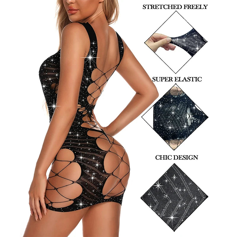 Diamond Mirage Fishnet Rhinestone Lingerie