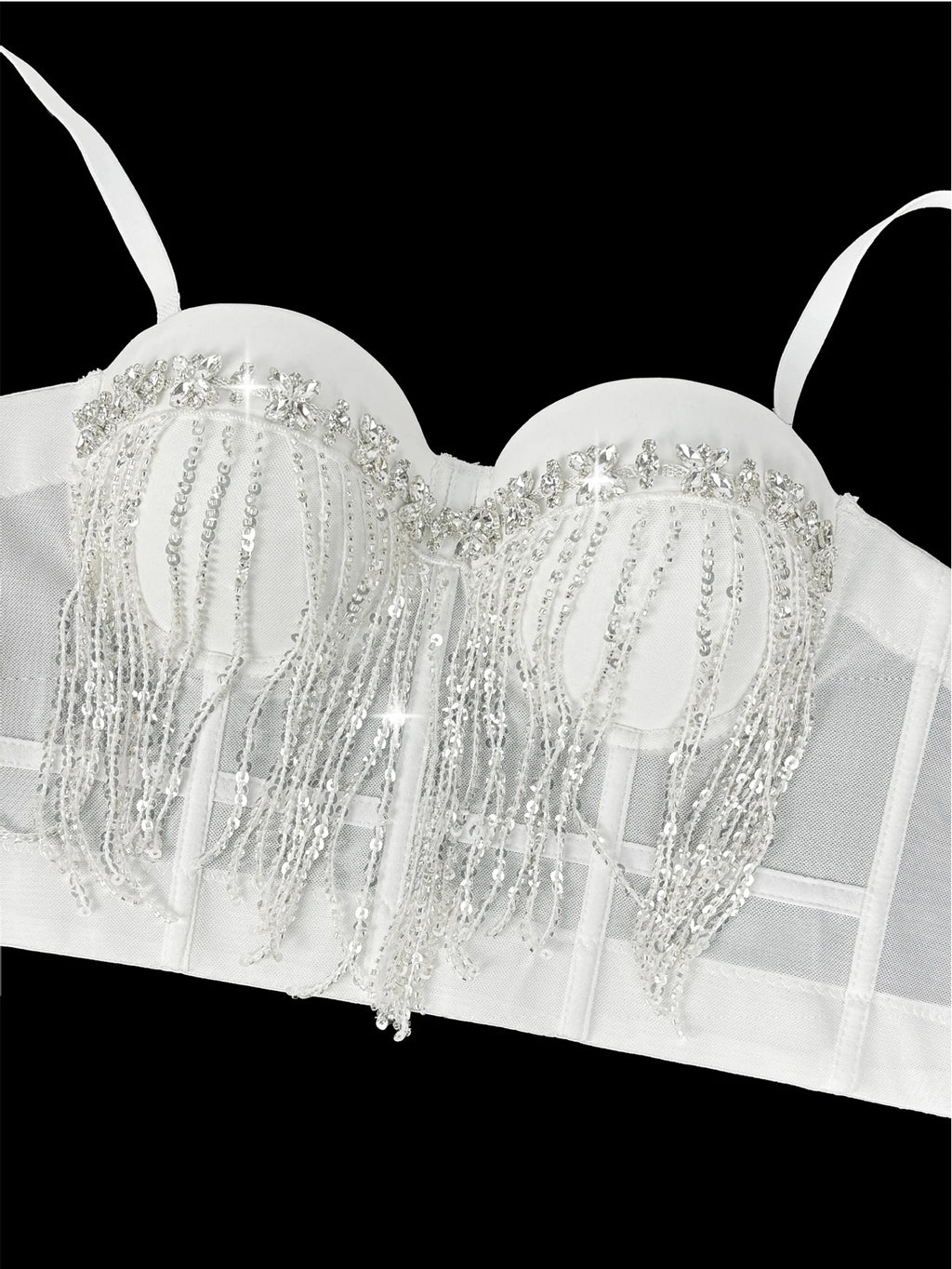 Dahliana Sequin Rhinestone Corset Crop Top