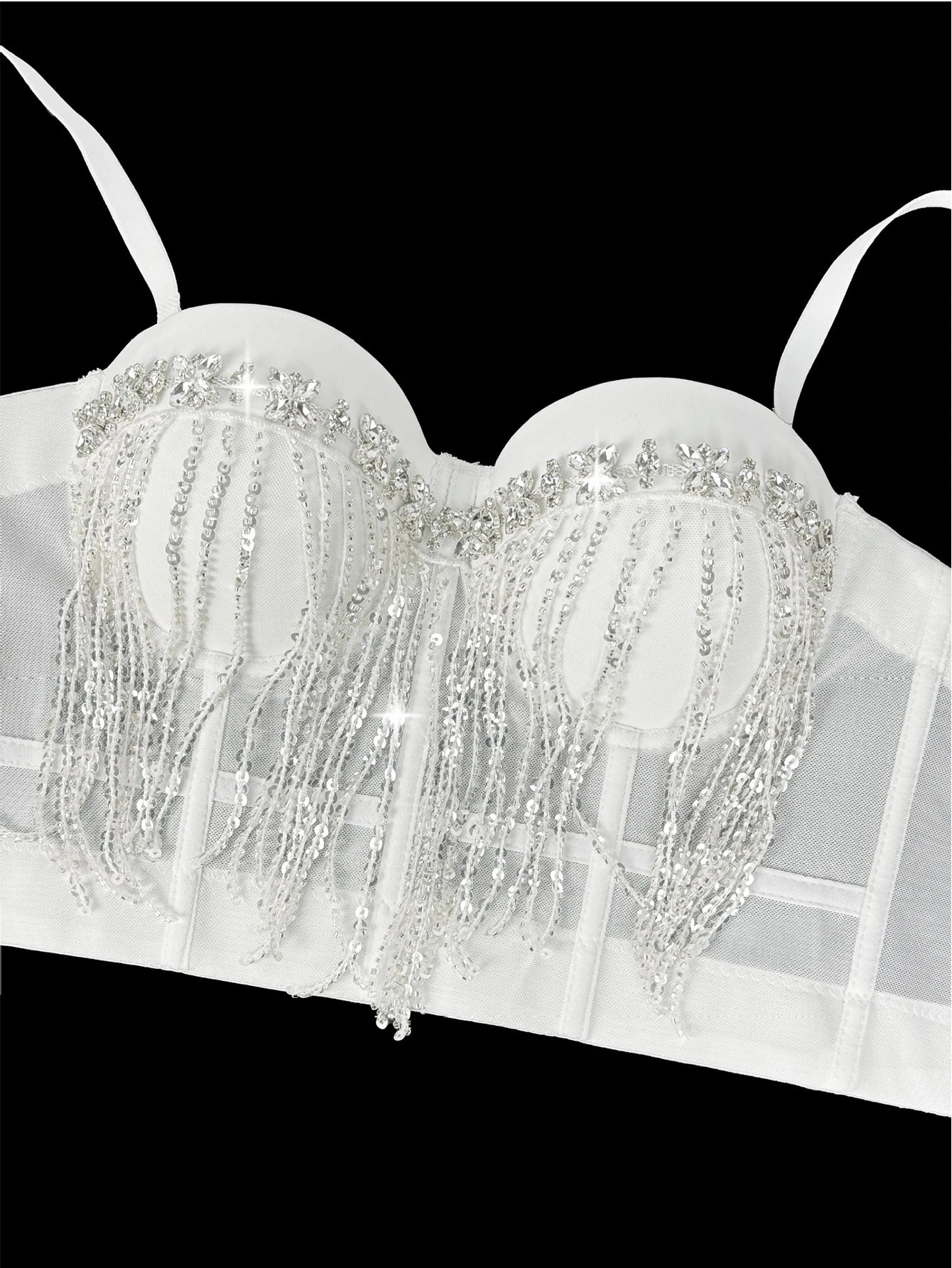 Dahliana Sequin Rhinestone Corset Crop Top