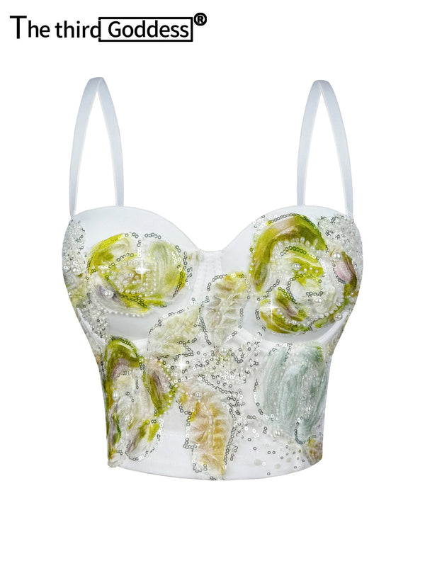 Sexy backless sequin corset crop top women summer rhinestone club party tops for woman beach halter tank top cropped streetwear