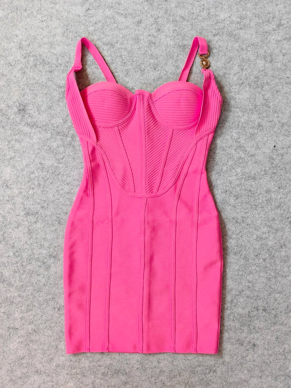 Alina Hot-Pink Bandage Mini Dress