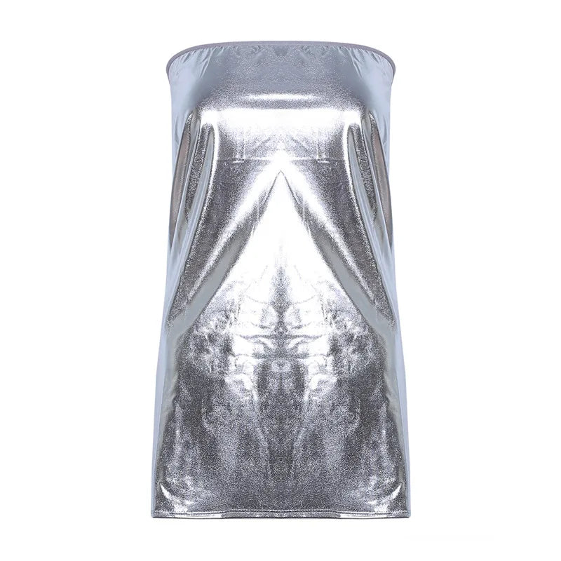 Nova Metallic PU Strapless Bodycon Mini Dress