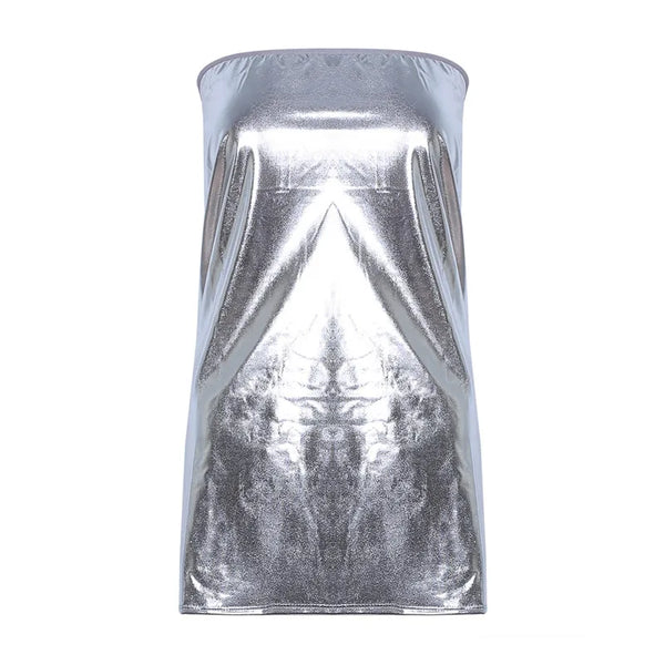 Nova Metallic PU Strapless Bodycon Mini Dress