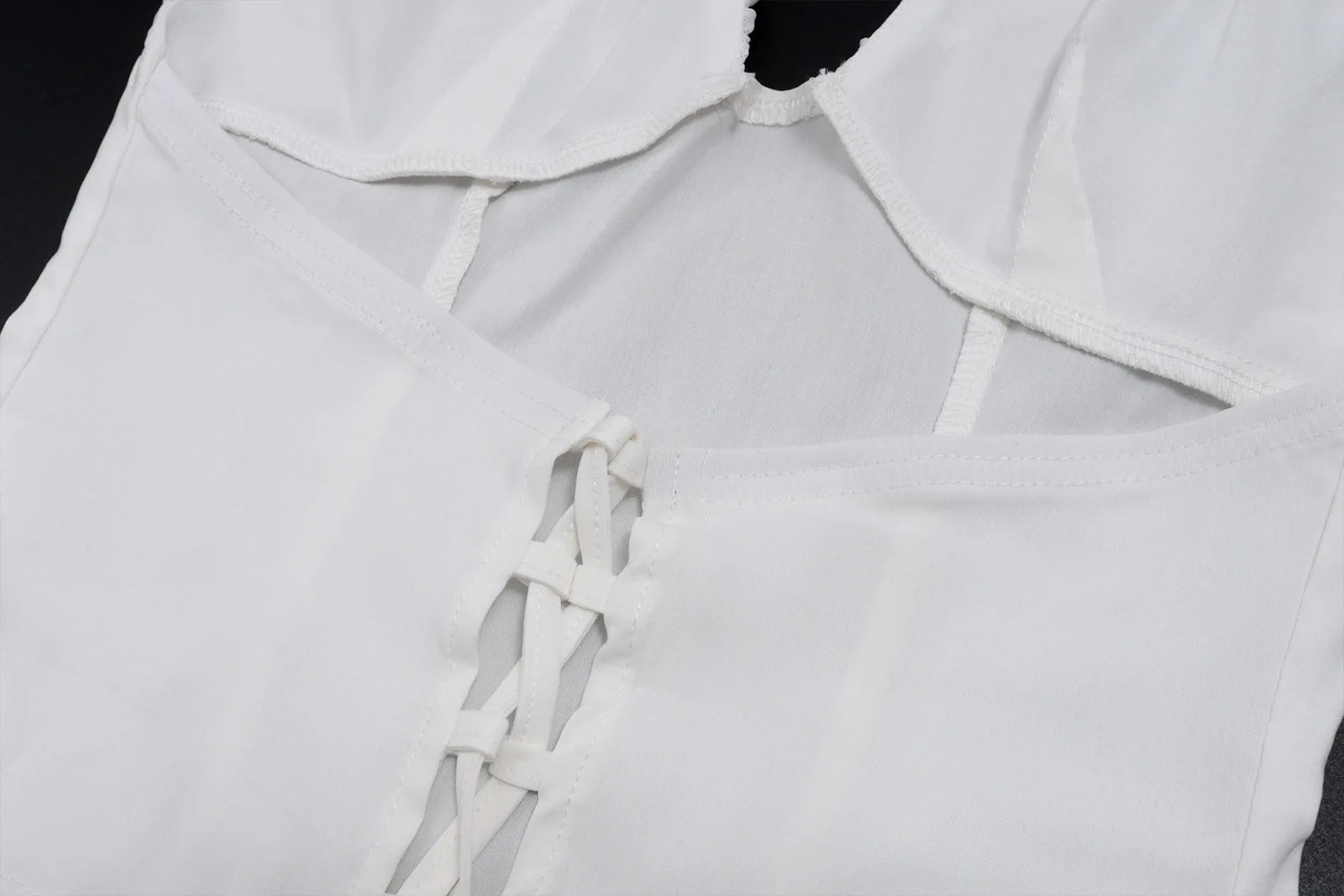 Eden Ruched Lace-Up Halter Crop Top One-piece