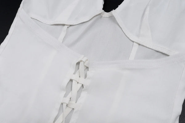 Eden Ruched Lace-Up Halter Crop Top One-piece