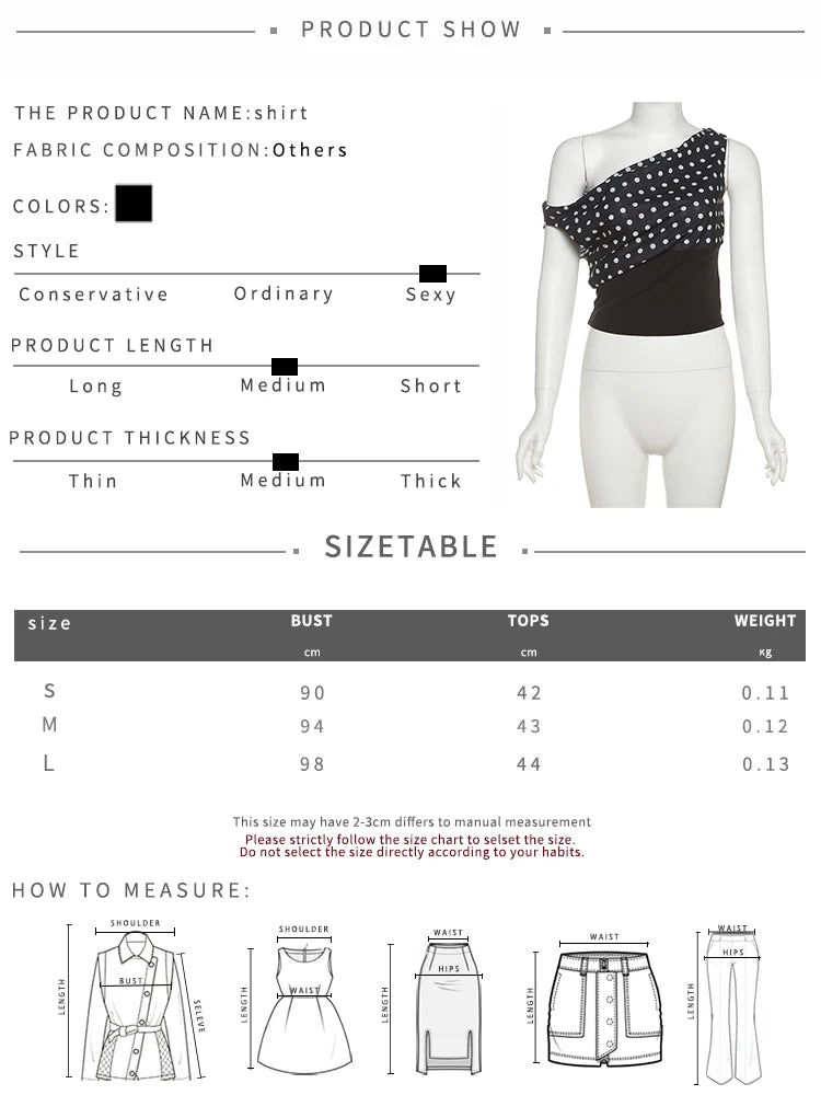 Sofia Midnight Polka One-Shoulder Top