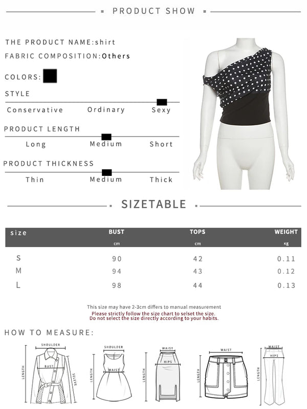 Sofia Midnight Polka One-Shoulder Top