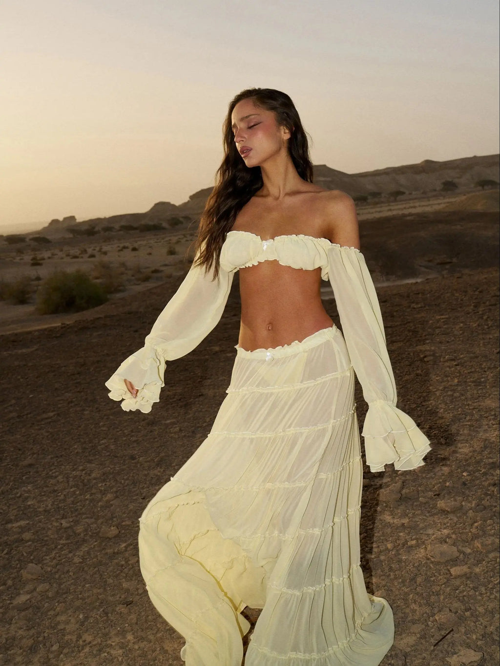 Ruffle Beach Dresses Cover Up Women Bandage Long Sleeve Dress High Waist Beach Cover Ups Summer Bandage Beachwear Dress Clothing