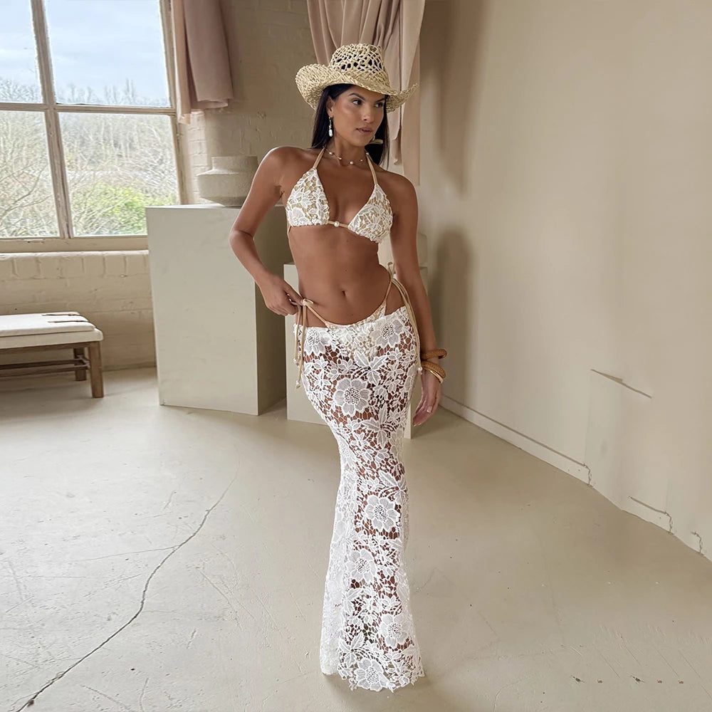 Liora Lace Sarong Bikini Three-piece