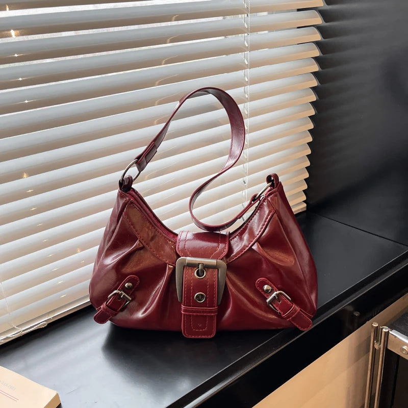 Y2K Retro Pleated Hobo Shoulder Bag for Women Hot Selling Maillard Style Underarm Bag Clutch Handbags for Travel Work Shopping