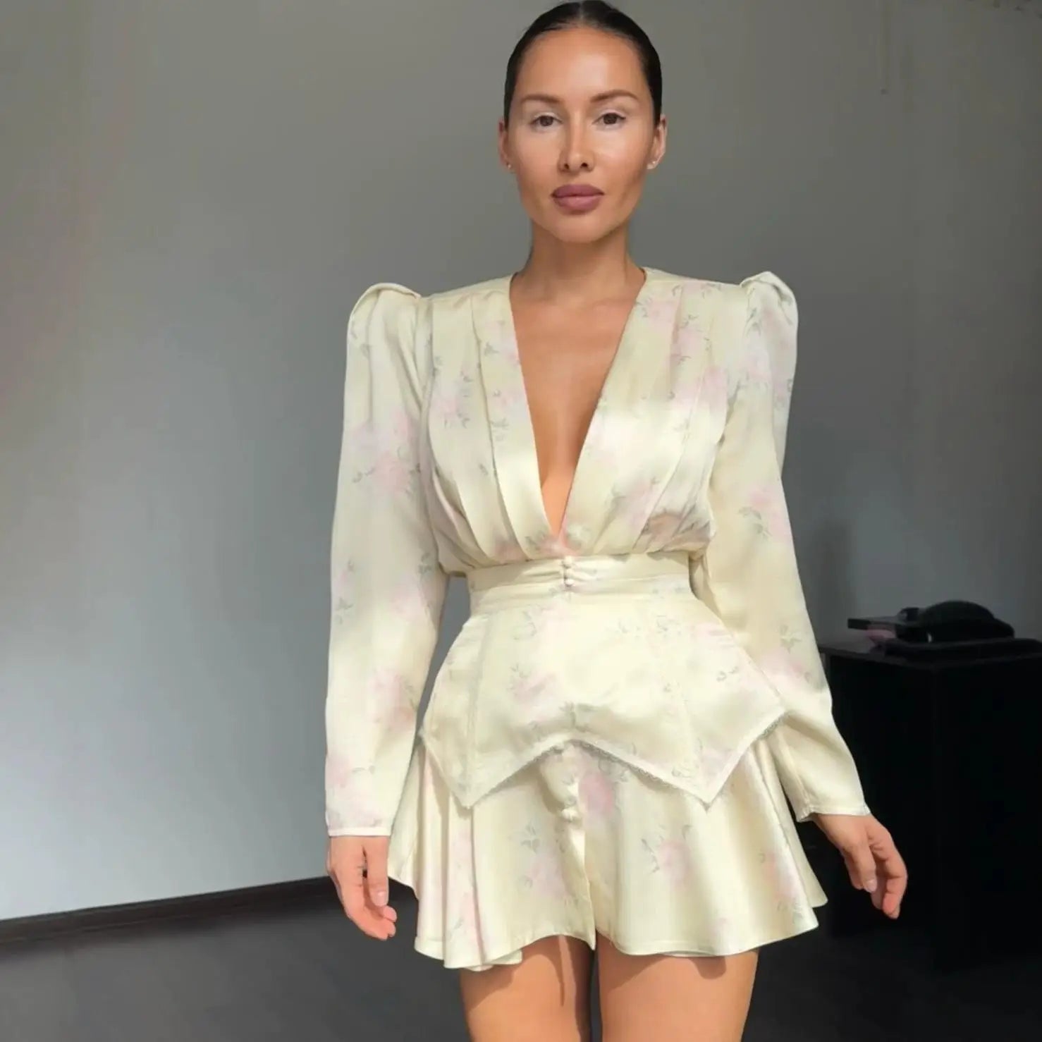 Adeline Elegant Long-Sleeve Mini Dress
