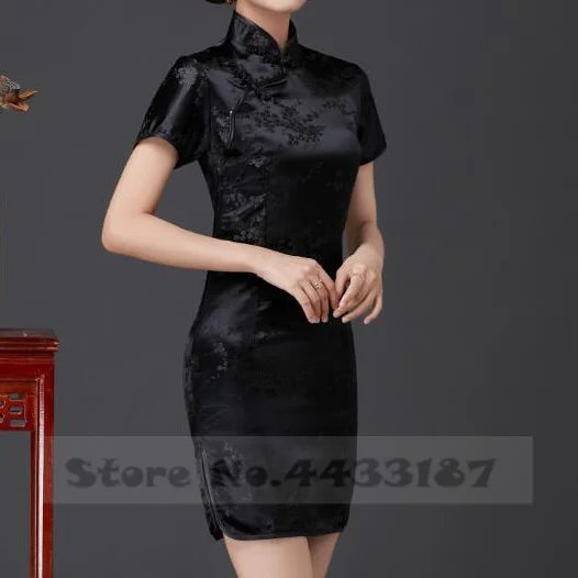 Xiu Jacquard Floral Qipao Mini Dress