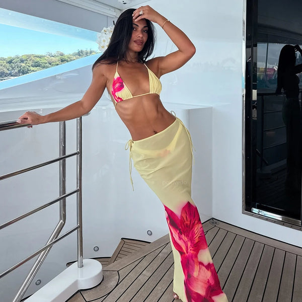 Marina Floral Bikini Set Three-piece