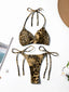 Champagne Printed Halter Bikini Two-piece