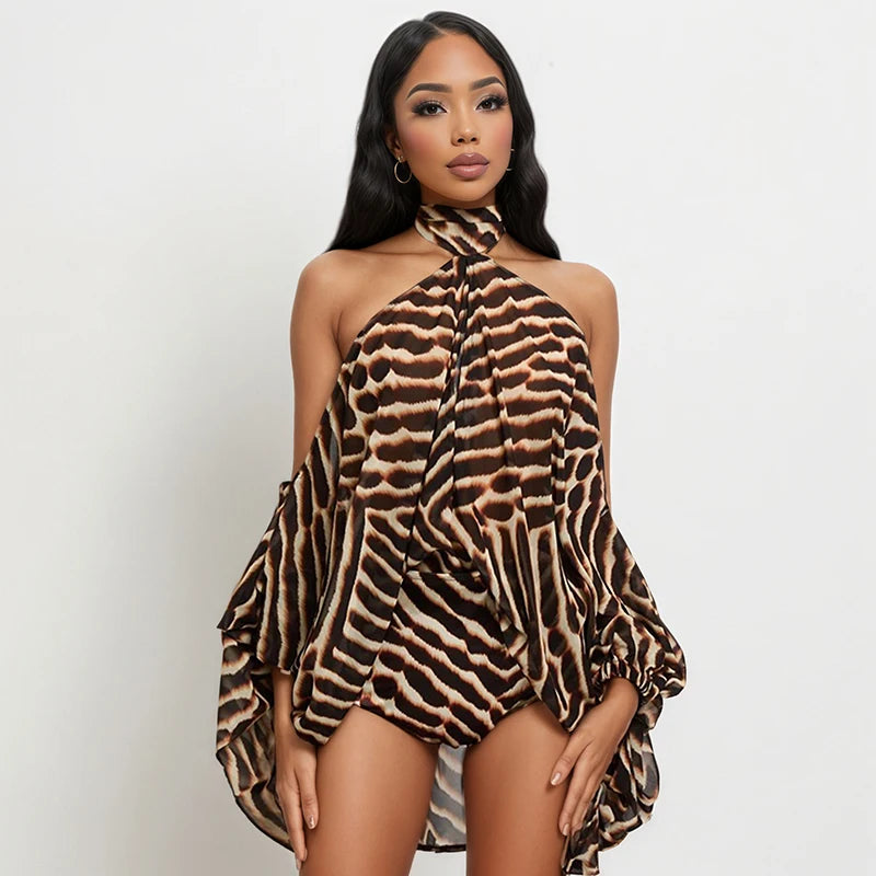 Nessa Animal-Print Halter Top & Shorts Two-piece Main image