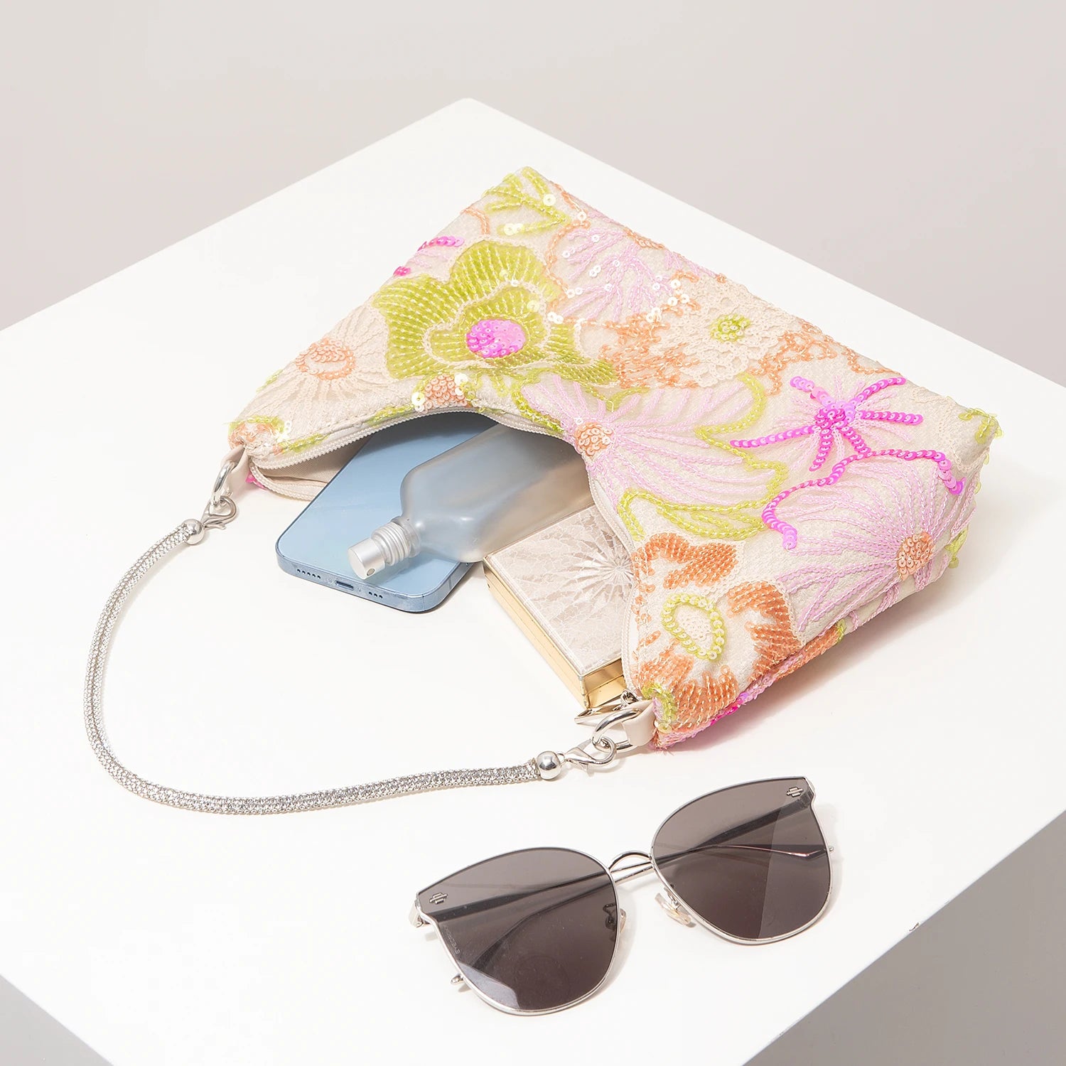 Shoulder Bag,Floral Pop,Sequin Bag,Embroidery,Gala Night,Party Outfits,Prom Bag,Wedding Items,Elegante,Valentine,Random Pattern