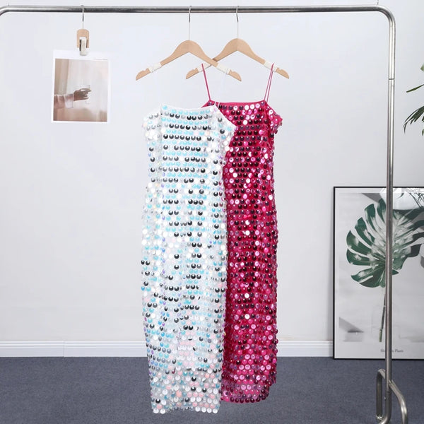 Sofia Sequin Spaghetti Strap Bodycon Maxi Dress