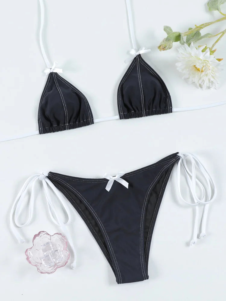 ZRTAK Halter Swimwear Micro Bikini Set Sexy Swimsuits Women 2026 Triangle Bathing Suit Bandage Biquini Mujer Summer Beach Wear