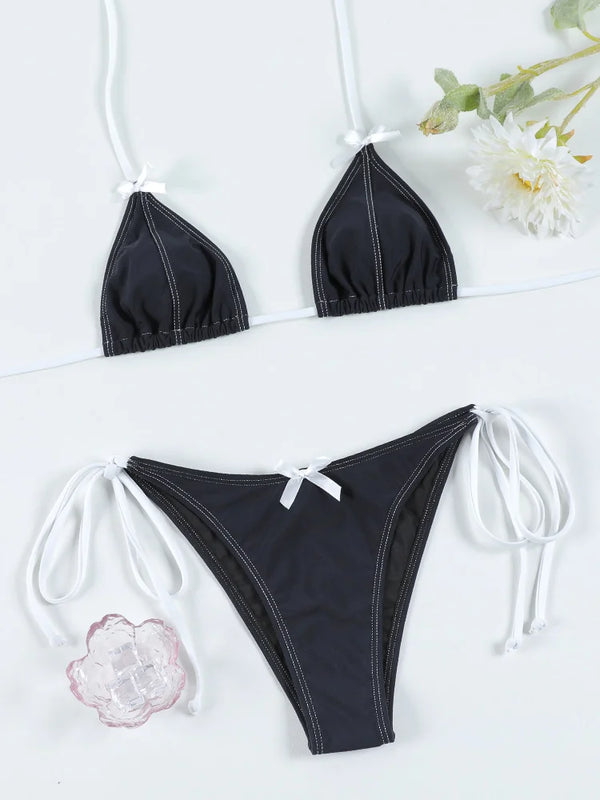 ZRTAK Halter Swimwear Micro Bikini Set Sexy Swimsuits Women 2026 Triangle Bathing Suit Bandage Biquini Mujer Summer Beach Wear