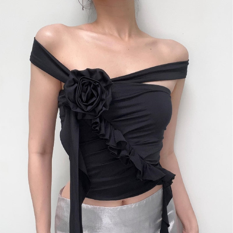 Xeemilo Y2K Strapless Ruffles Tube Tank Top Sexy Solid Pleated Bandage Backless Crop Tops Women Streetwear Cute Vintage Camisole Secondary image
