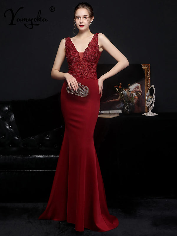 Genevra Rhinestone Backless Mermaid Maxi Dress