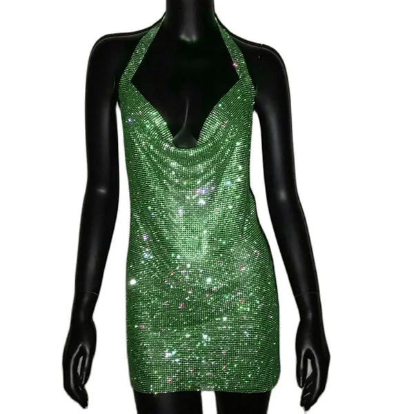 Evangeline Rhinestone Backless Bodycon Mini Dress