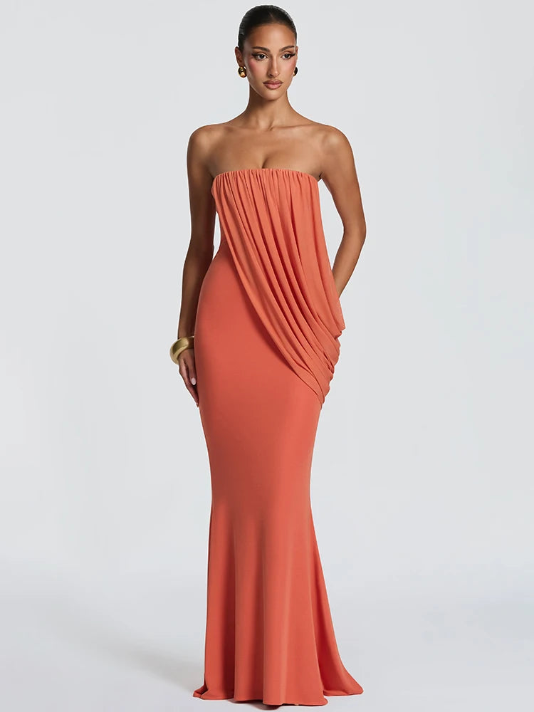 Valentina Draped Strapless Mermaid Maxi Dress Main image
