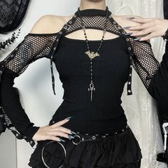 Ophelia Noir Fishnet Harness Top One-piece