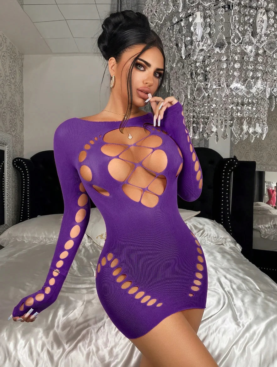 Saskia Multi-Style Fishnet Halter Lingerie Dress