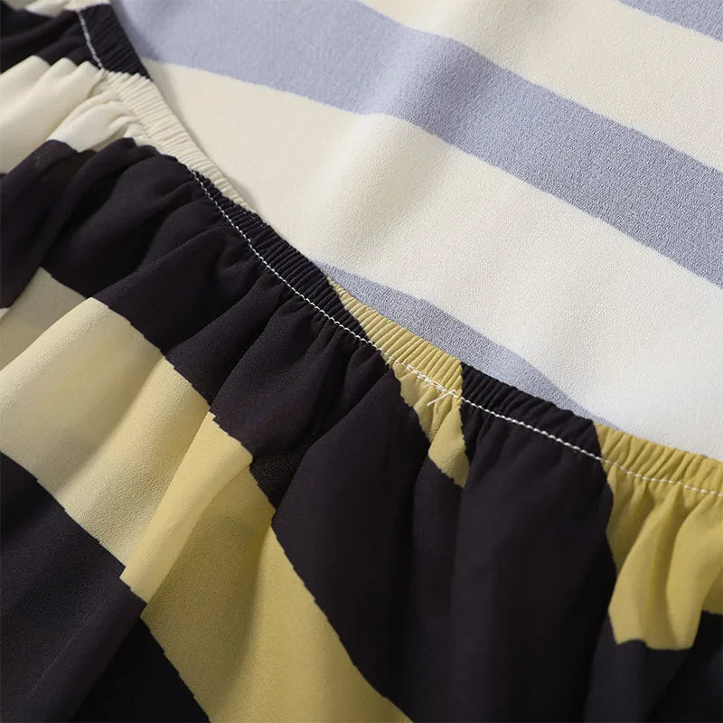 Marisela Retro Geometric Stripe Halter Backless Top & Flare Pants Two-piece