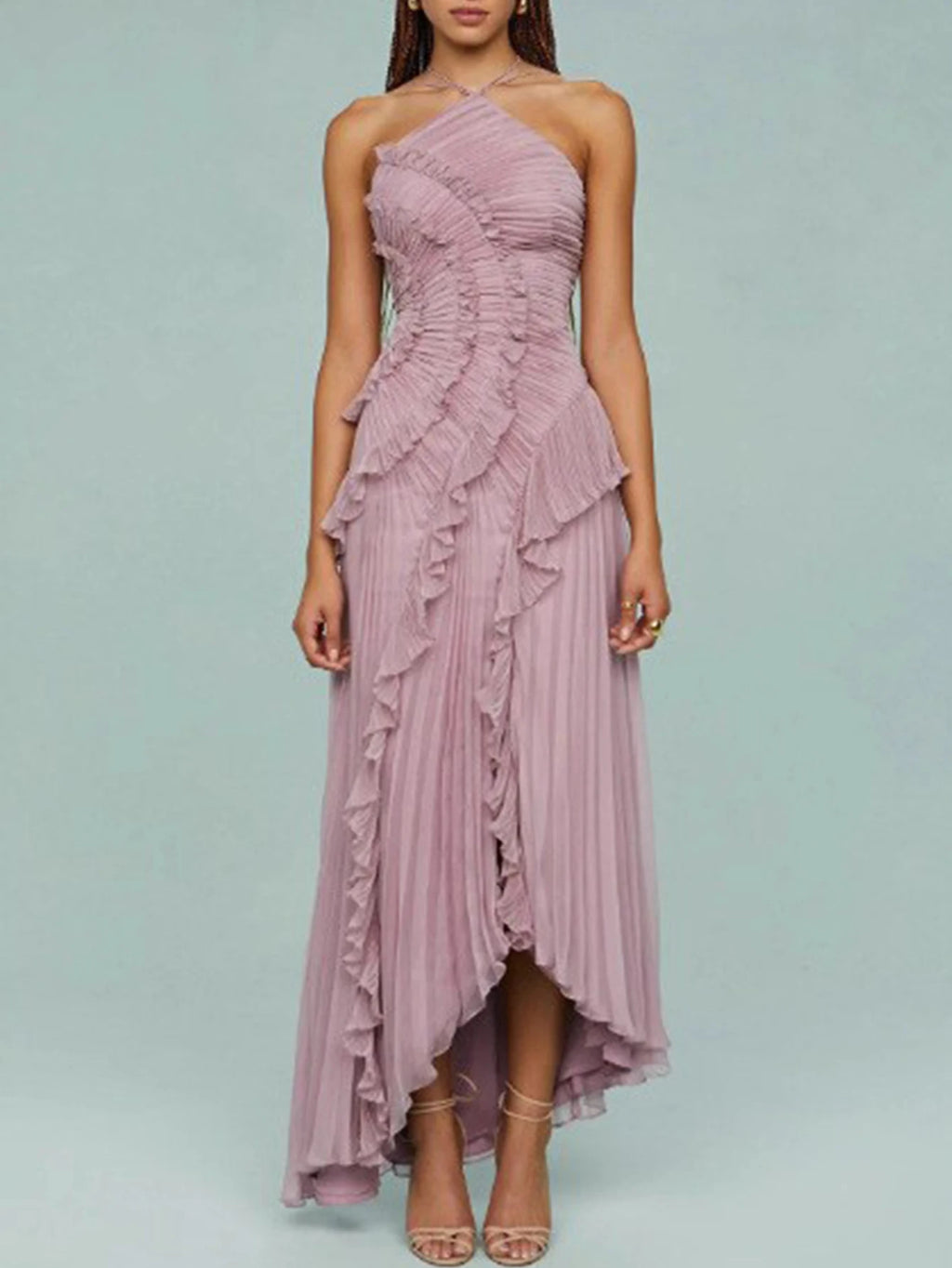 Saskia Ruched Backless A-Line Maxi Dress
