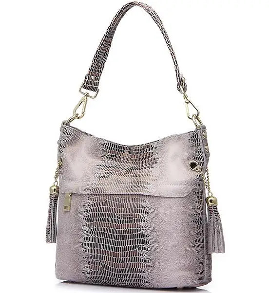 Lucienne Embossed Leather Bucket Bag