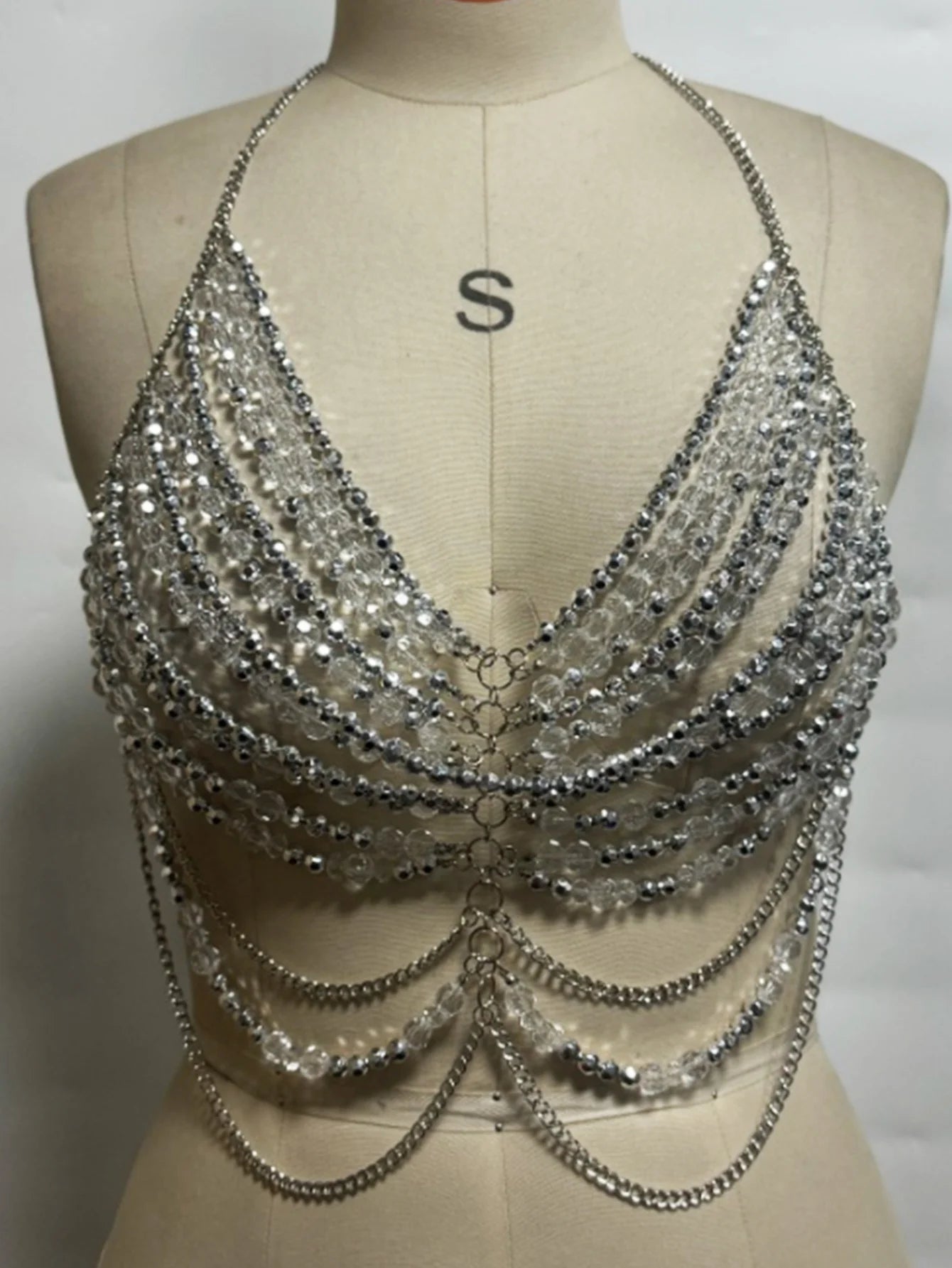 Sexy metal rhinestone corset crop top women summer see through halter tank top woman clothing hotwife cropped club party tops