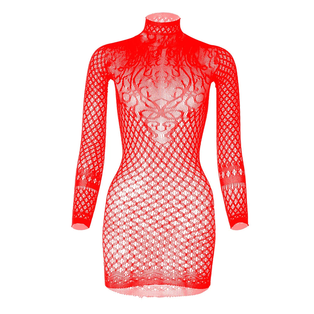 Serafina Multi-Style Fishnet Hollow-Out Bodycon Lingerie Mini Dress