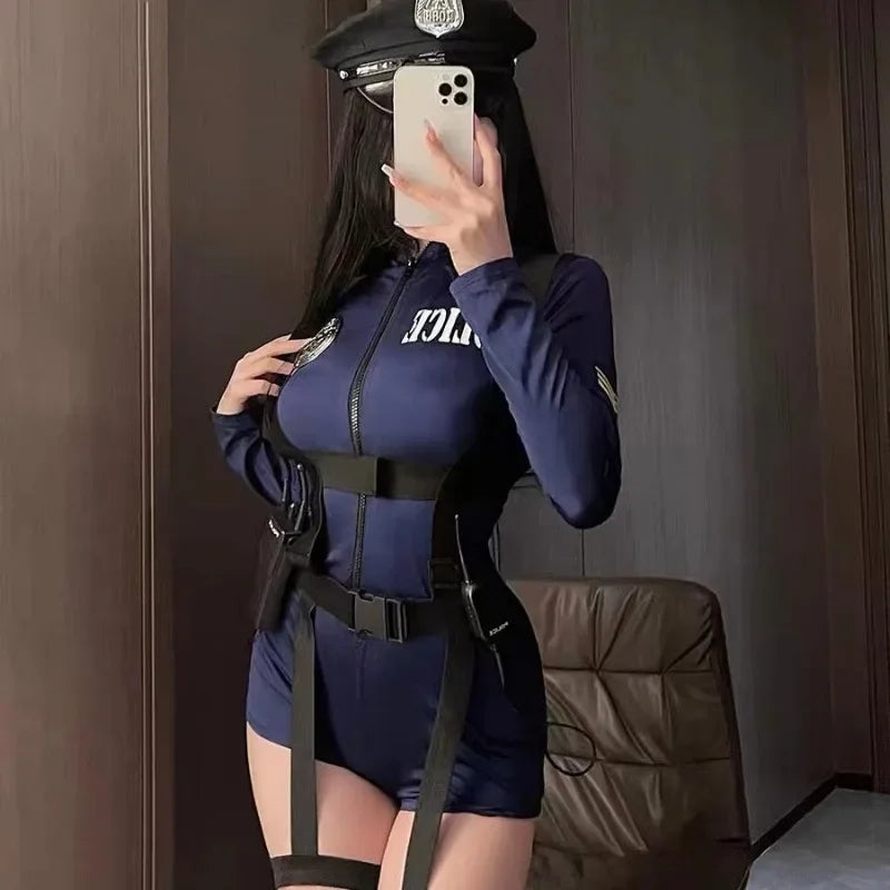 Blue Officer Zip Jumpsuit Costume Set Main image