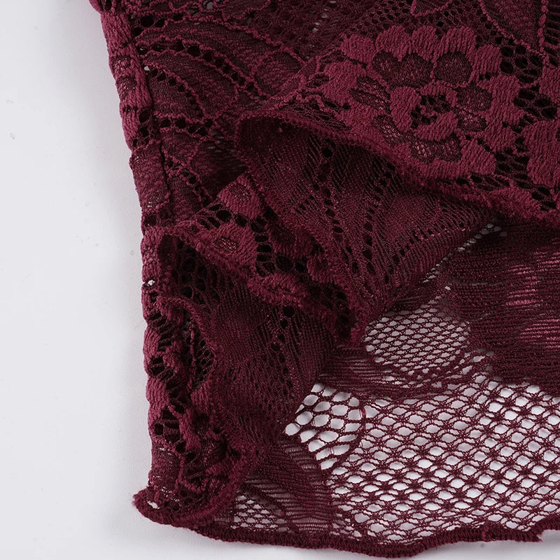 Dahlia Lace Asymmetrical Short-Sleeve Top One-piece