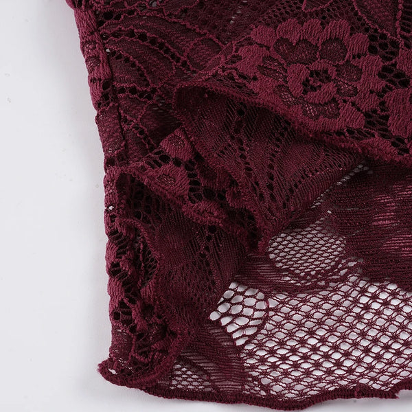 Dahlia Lace Asymmetrical Short-Sleeve Top One-piece