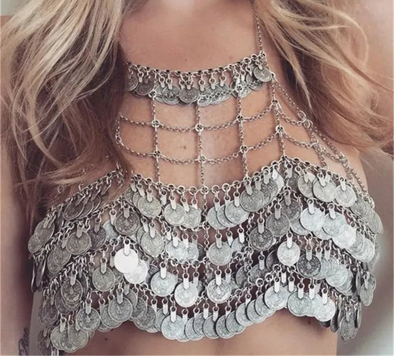 Santorini Coin Chain Halter Top