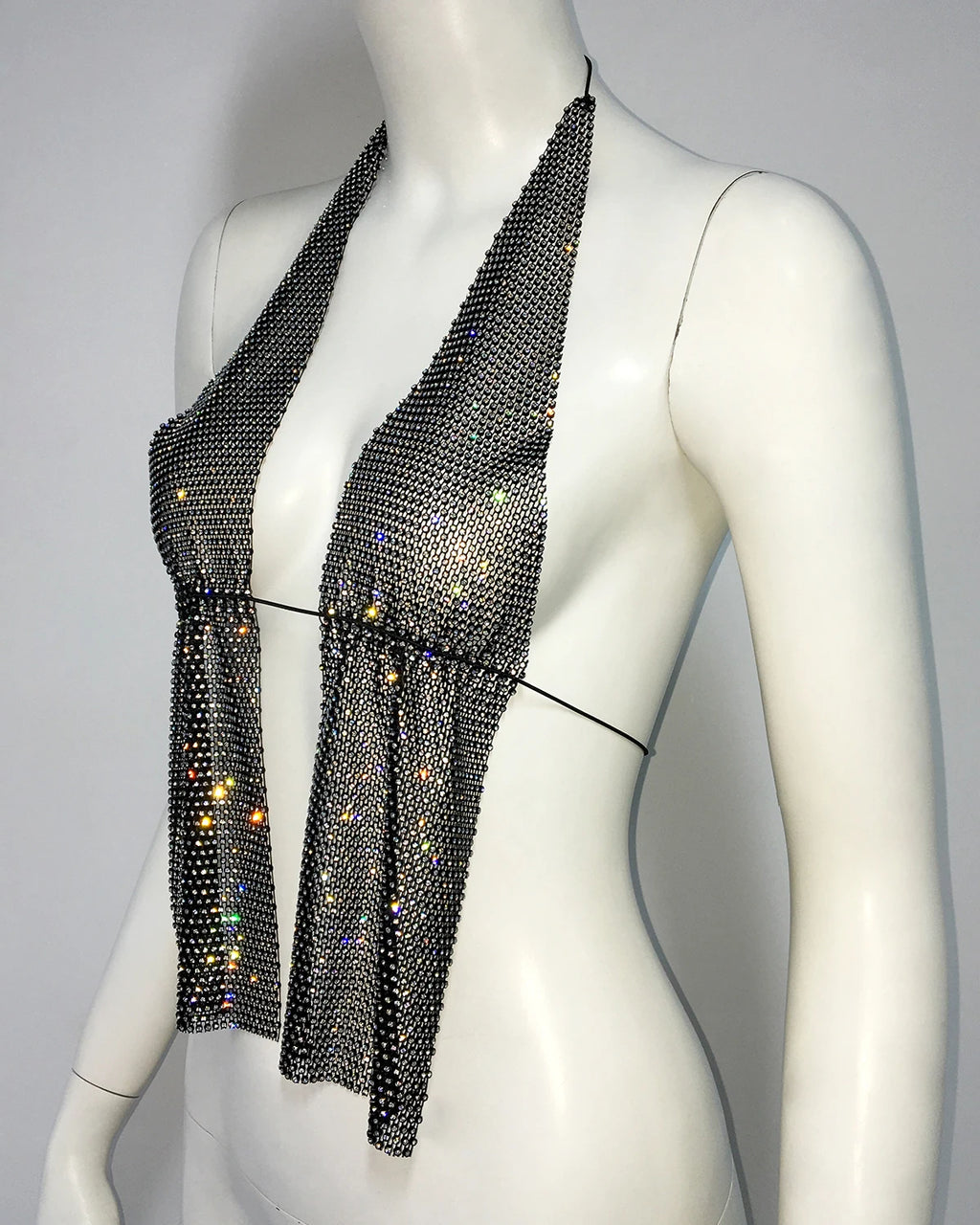 Sienna Crystal Drape Halter Top One-piece