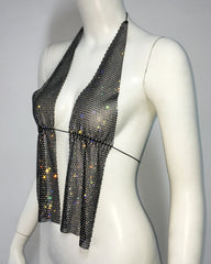 Sienna Crystal Drape Halter Top One-piece