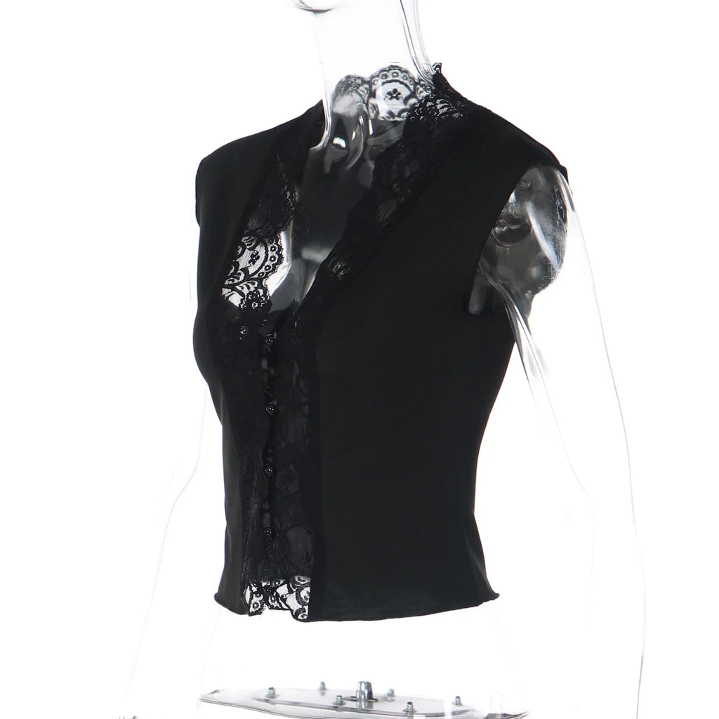 Mirelle Lace Button Crop Top One-piece