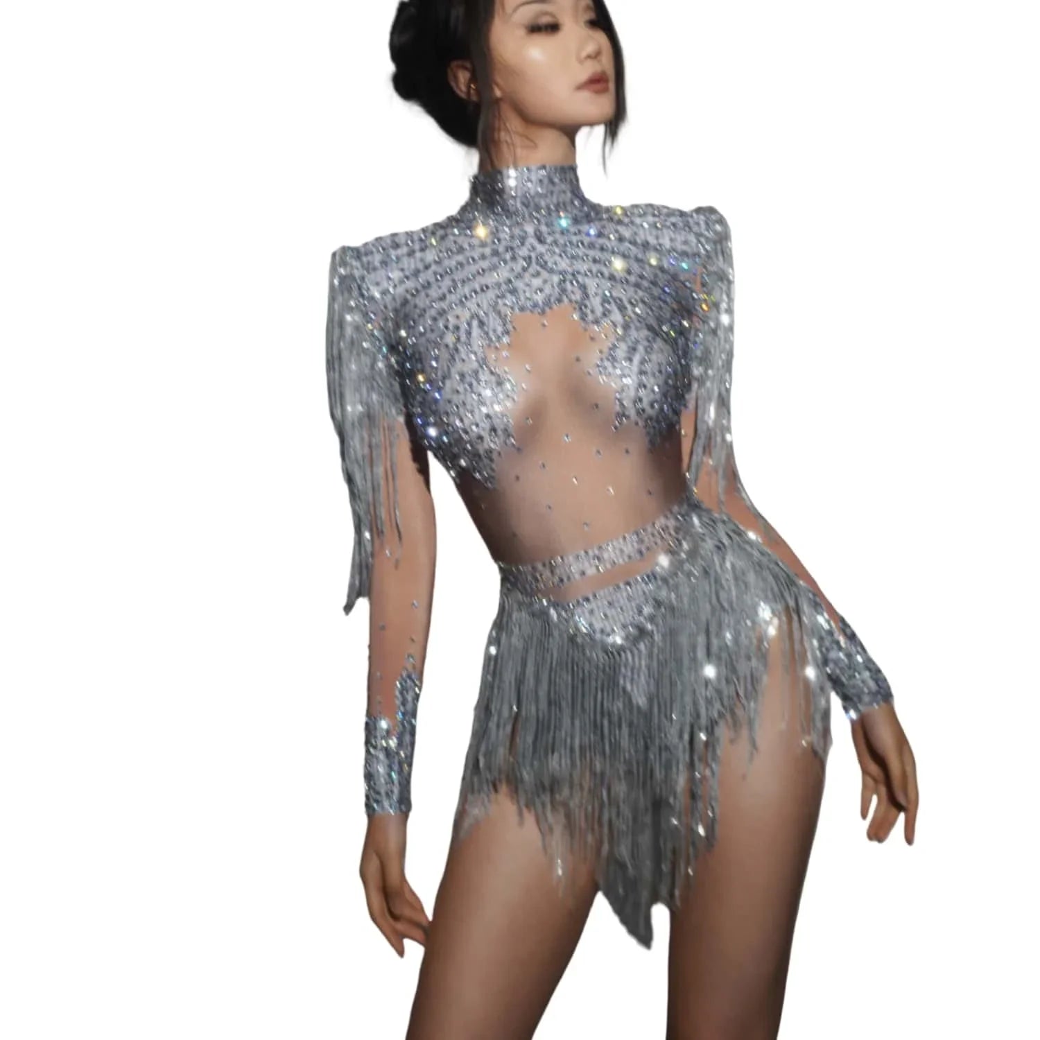 Alouette Sequin Tassel Bodysuit & Gloves Performance Separates