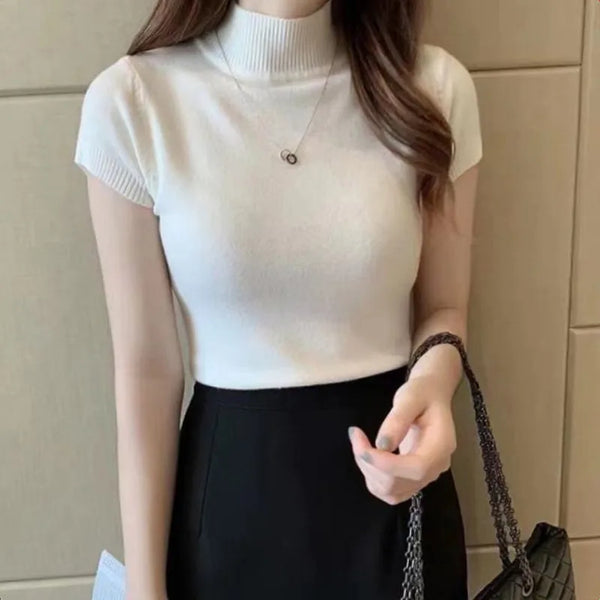 Aveline Mock-Neck Short-Sleeve Tee