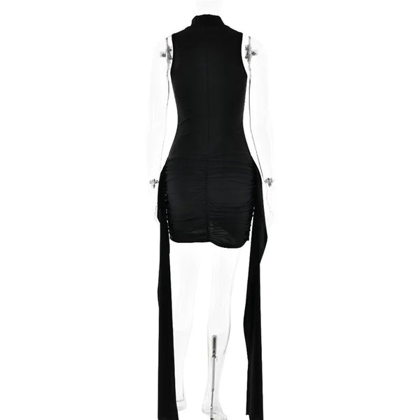 Natalia Sleeveless Ruched Bodycon Mini Dress with Side Drape