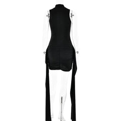 Natalia Sleeveless Ruched Bodycon Mini Dress with Side Drape