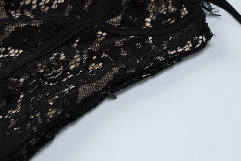Anastasia Noir Lace Sculpt Mini Dress