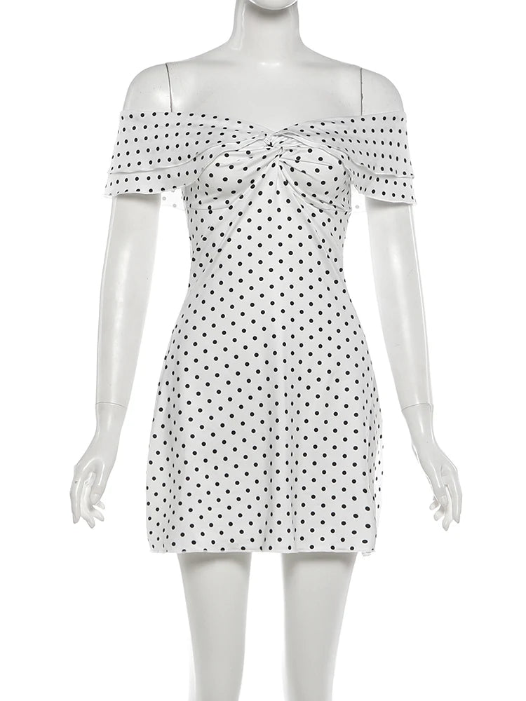 Colette Polka-Dot Ruched Bodycon Mini Dress