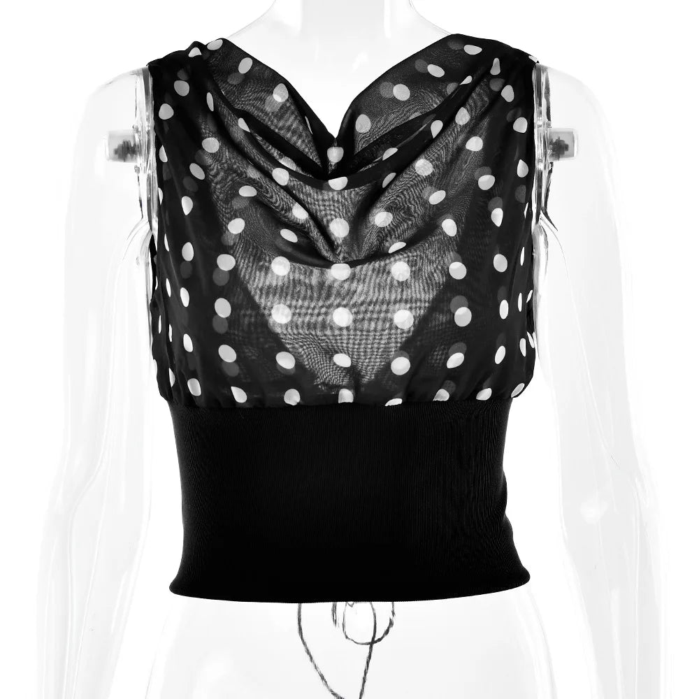 Luna Polka Charm One-Shoulder Top